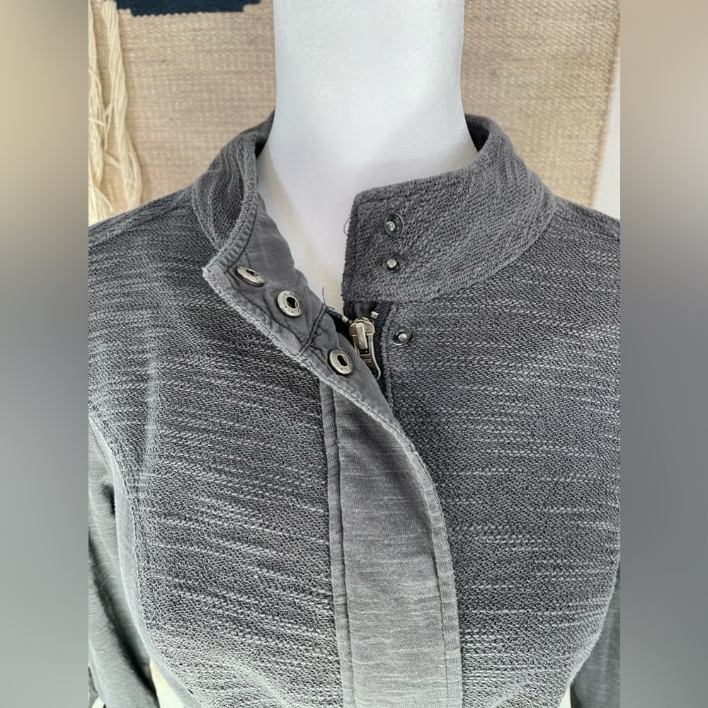 Anthropologie Saturday Sunday Gray Roll Sleeve Knit Zip Jacket M - Picture 4 of 7